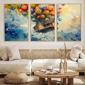 UP-Inspired Floating House with Balloons Canvas Art –