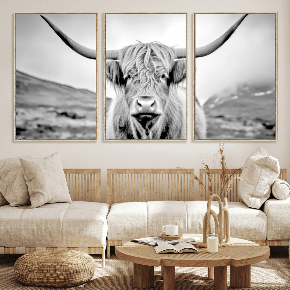 Scottish Cow Wall Art Canvas Print