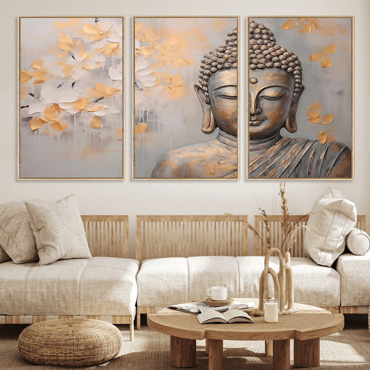 Abstract Buddha Statue Wall Art Canvas Print - Modern