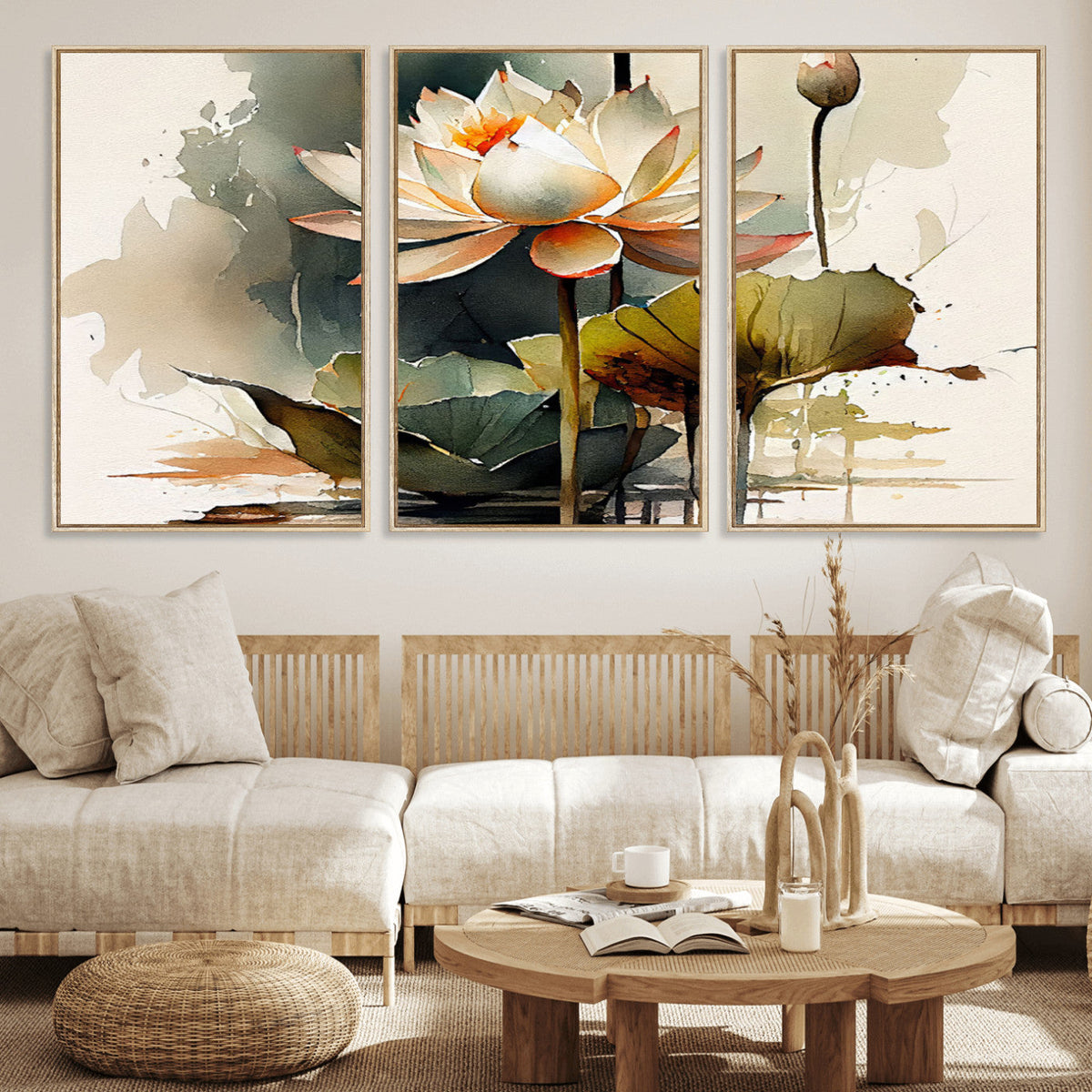 Lotus Flower Watercolor Canvas Print – A Symbol of Serenity