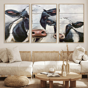 Vintage Baby and Mom Cattle Wall Art Canvas Print