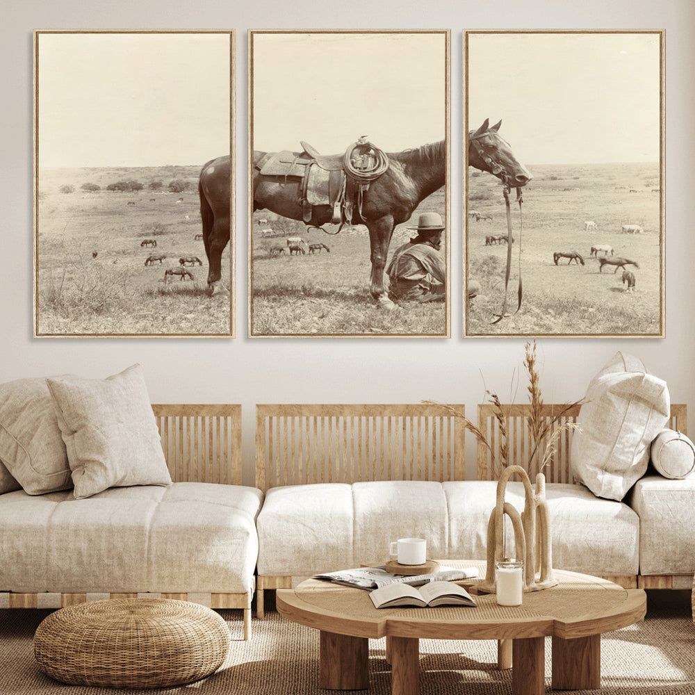 Cowboy Wall Art - Western Horse Canvas Print - Vintage