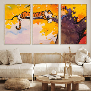 Calvin and Hobbes Tree Scene Canvas Print | 3 Panel Large