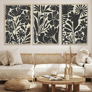 Modern Botanical Wall Art - Floral Black and White Canvas