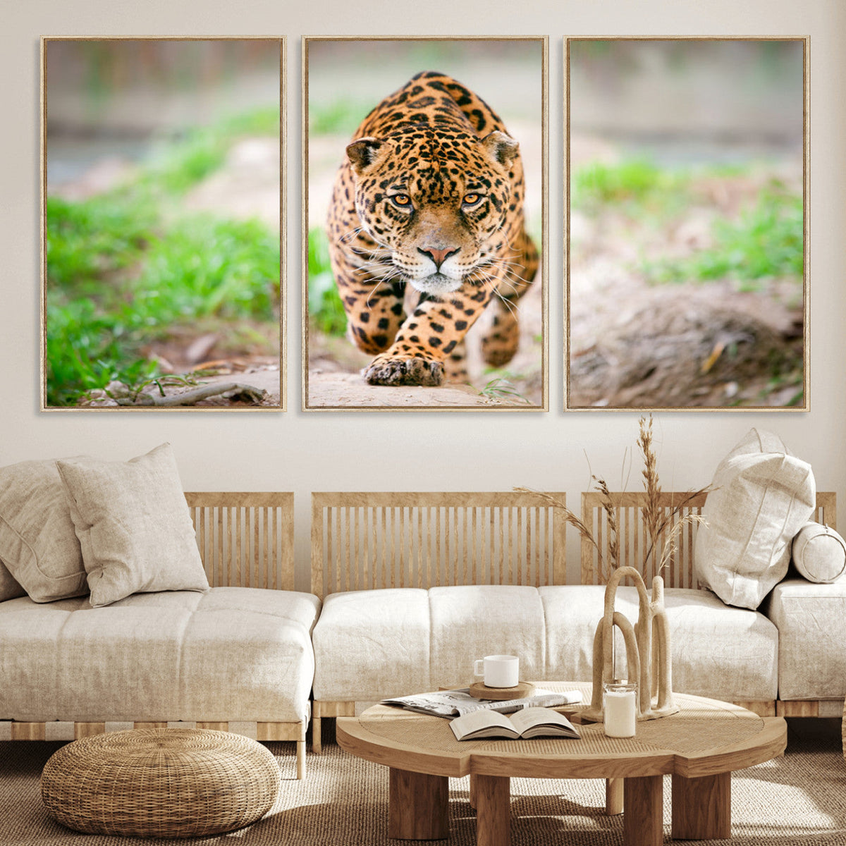 Leopard on the Prowl - Stunning Large Framed Leopard Wall