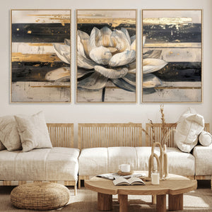 Lotus Flower Wall Art – Framed Abstract Floral Canvas
