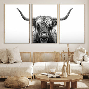 Highland Wall Art Canvas Print – Minimalist Black and White