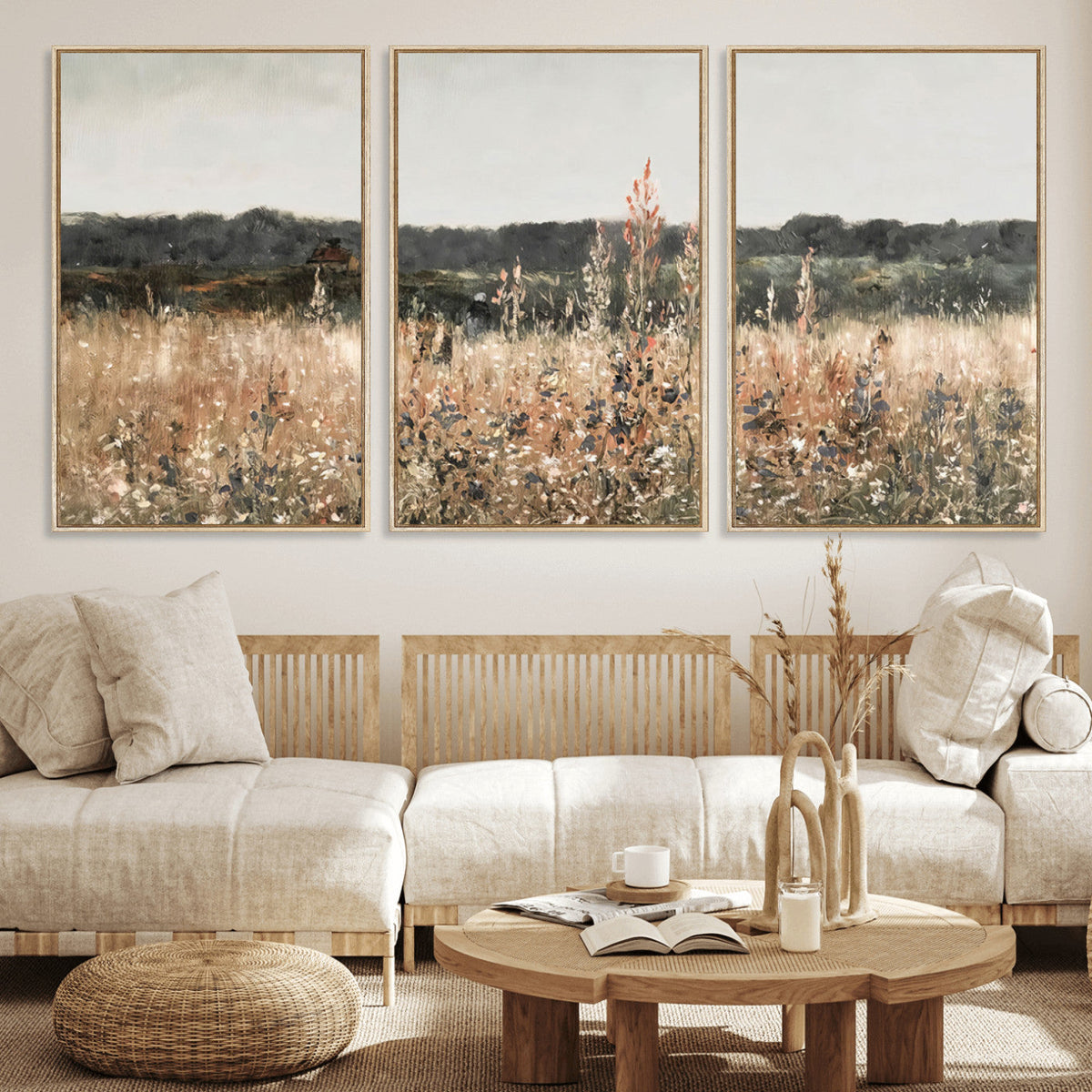 Rustic Field Landscape Wall Art Print, Giclee Canvas Wall