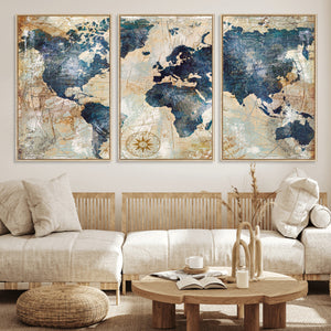 World Map Canvas Print – Framed Wall Art for Couples,