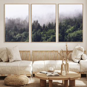 Misty Forest Wall Art | Foggy Forest Canvas Print | Large