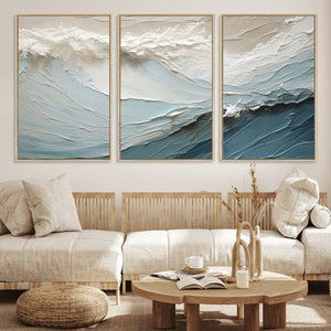 Waves Abstract Wall Art Print, Modern Framed Abstract Canvas