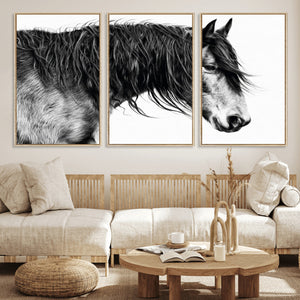 Black Horse Wall Art Canvas Print – Elegant Farmhouse Decor