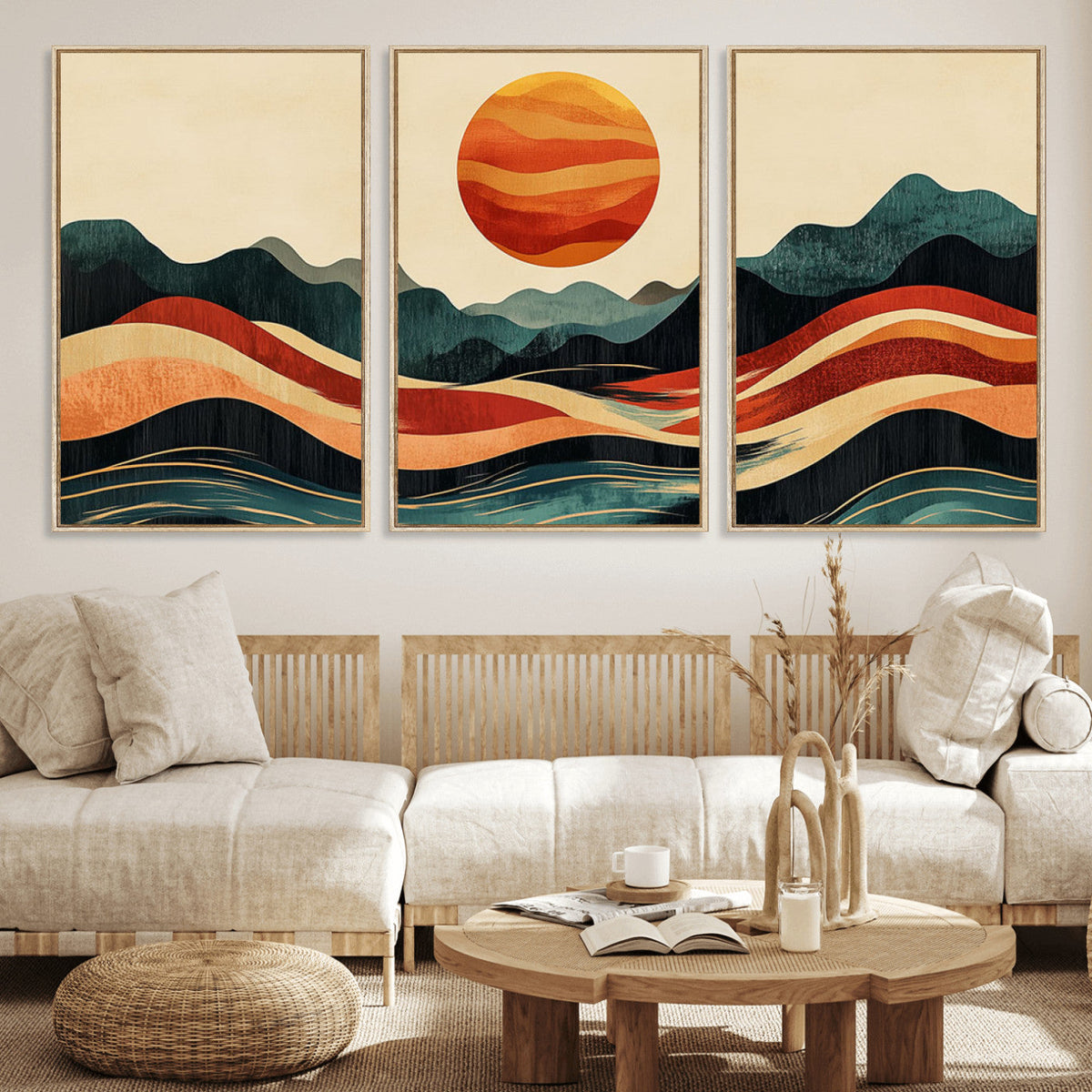 Mountain Triptych Wall Art Canvas Print – Western Nature