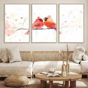 Cardinal Bird Canvas Wall Art - Male and Female Cardinal