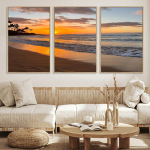 Sunset Wall Art Print - Stunning Beach Sunset Canvas Artwork