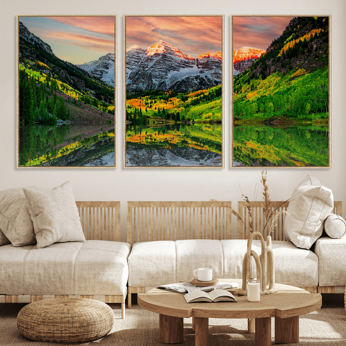 Maroon Bells Lake Wall Art Canvas Print – Framed Majestic