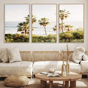 California Coast Palm Trees Wall Art Canvas Print – Framed
