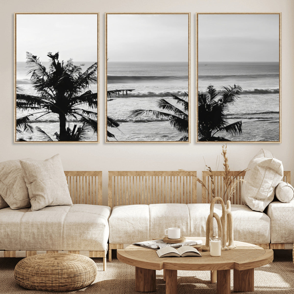 Tropical Coastline Wall Art Canvas Print – Framed Palm Trees