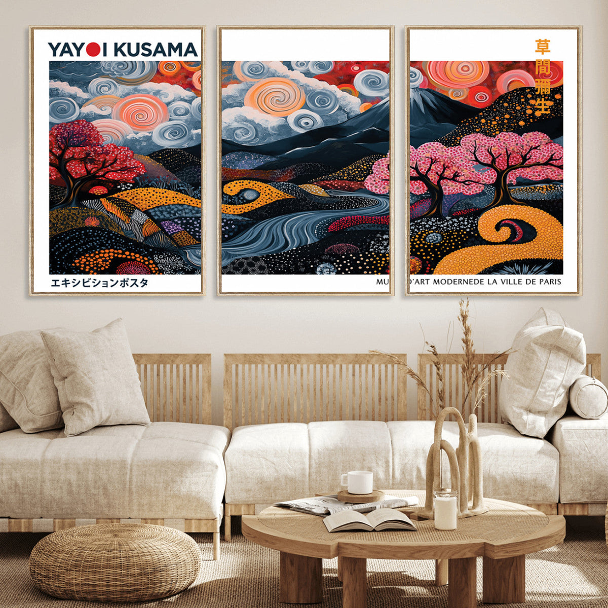 Modern Japanese Wall Art Canvas Print – Framed Abstract