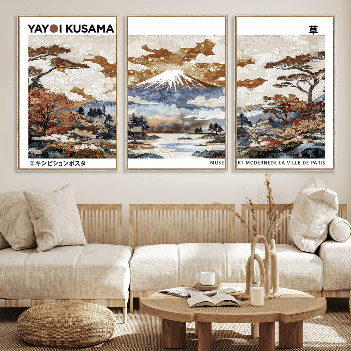 Modern Japanese Wall Art Canvas Print – Framed Abstract