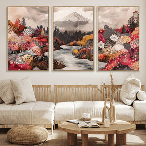 Mountain Wall Art Canvas Print – Framed Autumn Forest