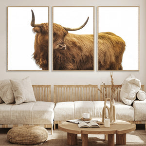 Highland Cow Wall Art Canvas Print – Framed Farmhouse Rustic