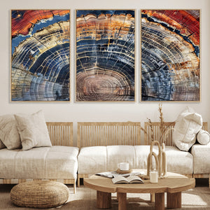 Tree Rings Wall Art Canvas Print – Framed Wood Art Picture