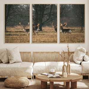 Deer Wall Art Canvas Print – Framed Rustic Wildlife Stags