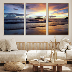 Beach Sunset Wall Art Canvas Print – Tropical Ocean Waves