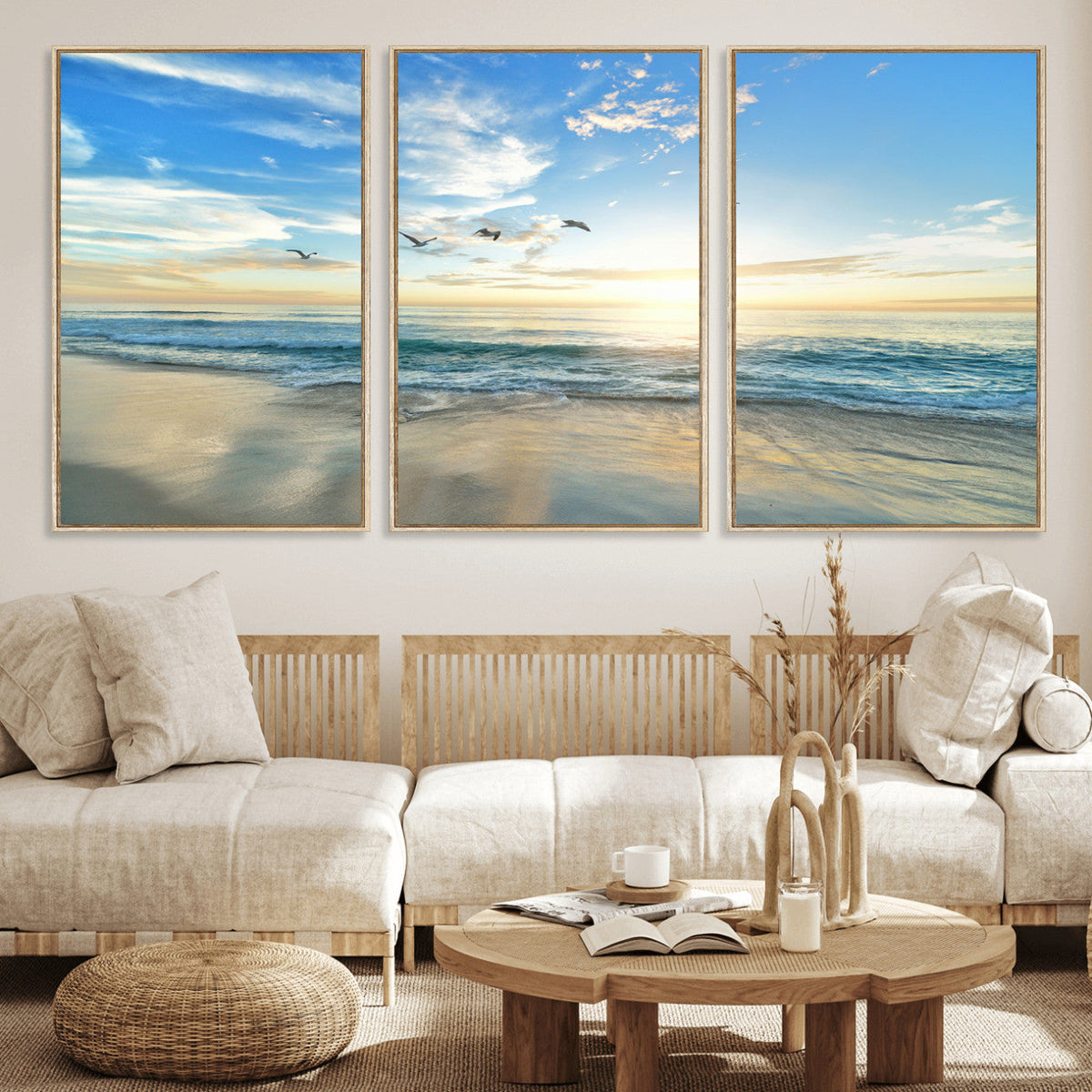 Minimalist Seaside Wall Art Canvas Print – Morning Glow