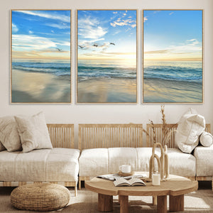 Minimalist Seaside Wall Art Canvas Print – Morning Glow