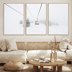 Ski Lift Wall Art Canvas Print – Snowy Alpine Landscape