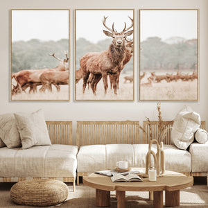 Rustic Nature Wall Art Canvas Print – Stag Woodland Framed
