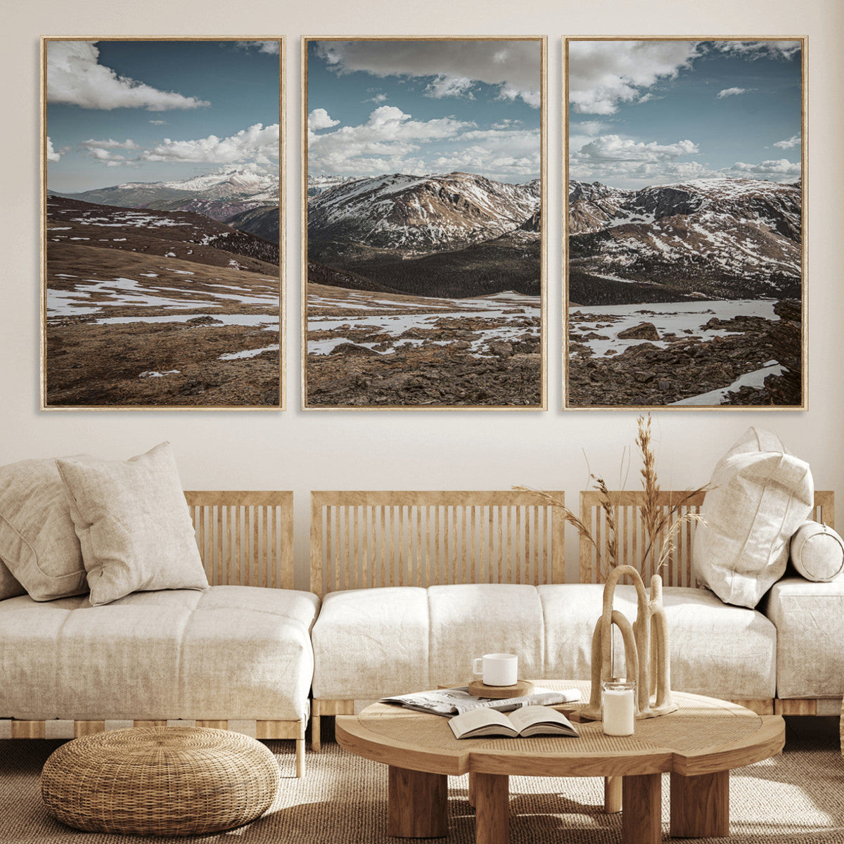 Mountain Landscape Wall Art Canvas Print – Framed Snowy