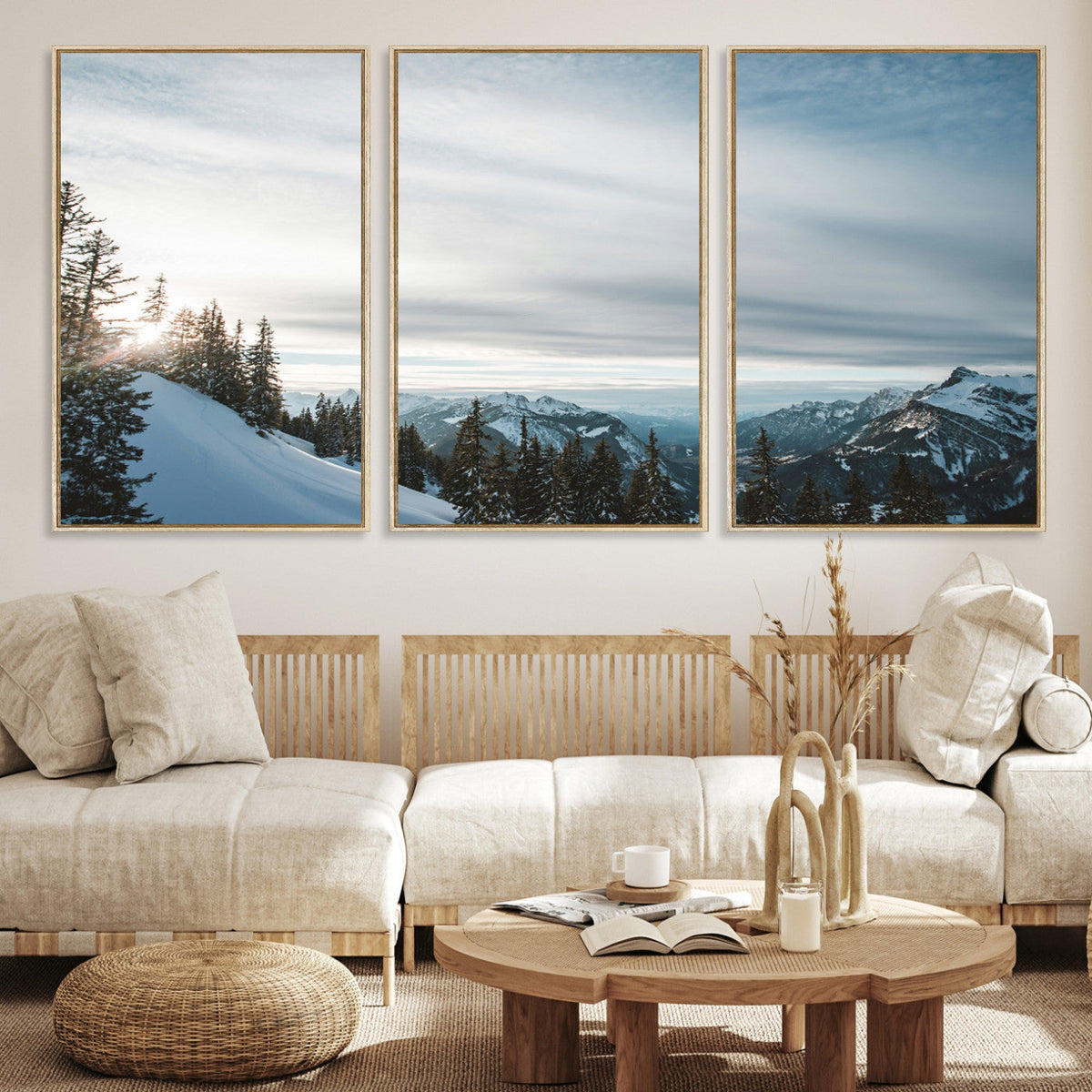 Snowy Mountain Wall Art Canvas Print – Frosty Peaks Alpine