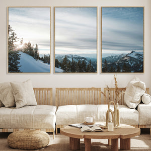 Snowy Mountain Wall Art Canvas Print – Frosty Peaks Alpine