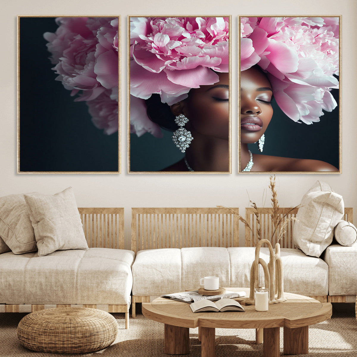 Black Beauty Petal Crown Wall Art Canvas Print – Floral