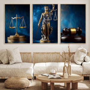 Lady Justice Wall Art Canvas Print – Elegant Gold Legal