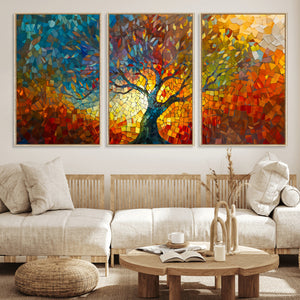 Yggdrasil Tree of Life Mosaic Stained Glass Wall Art, Tree