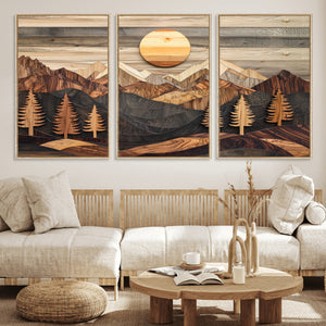 Wood Mountain Wall Art Canvas Print – Layered Forest and