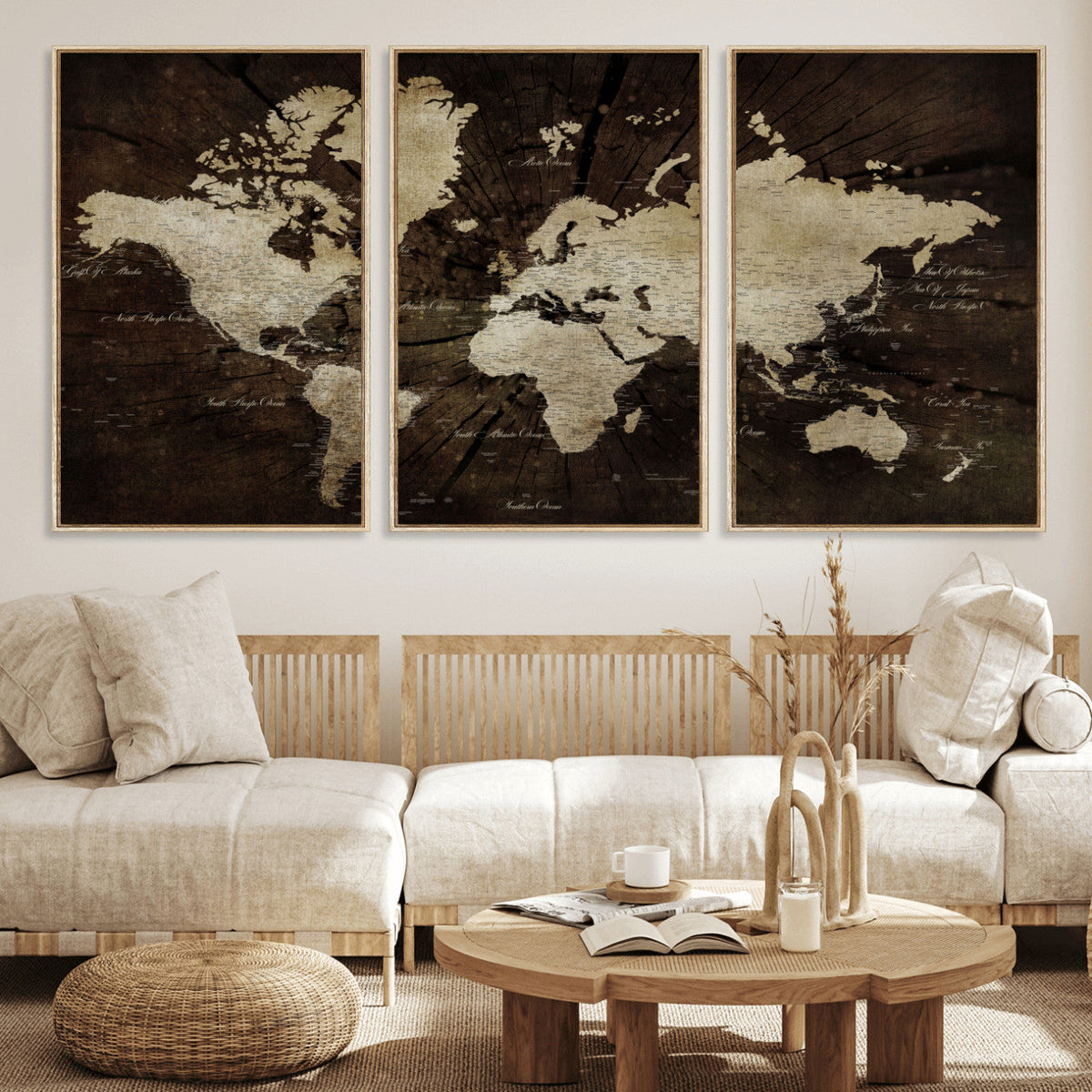 World Map Wall Art Canvas Print – Framed Travel Map Wall Art