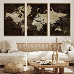 World Map Wall Art Canvas Print – Framed Travel Map Wall Art