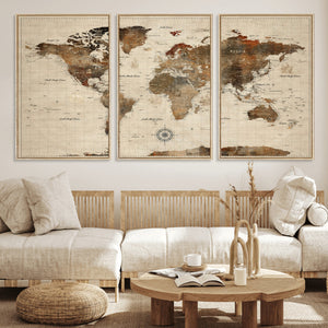 World Map Canvas Print – Framed Detailed Map of the World