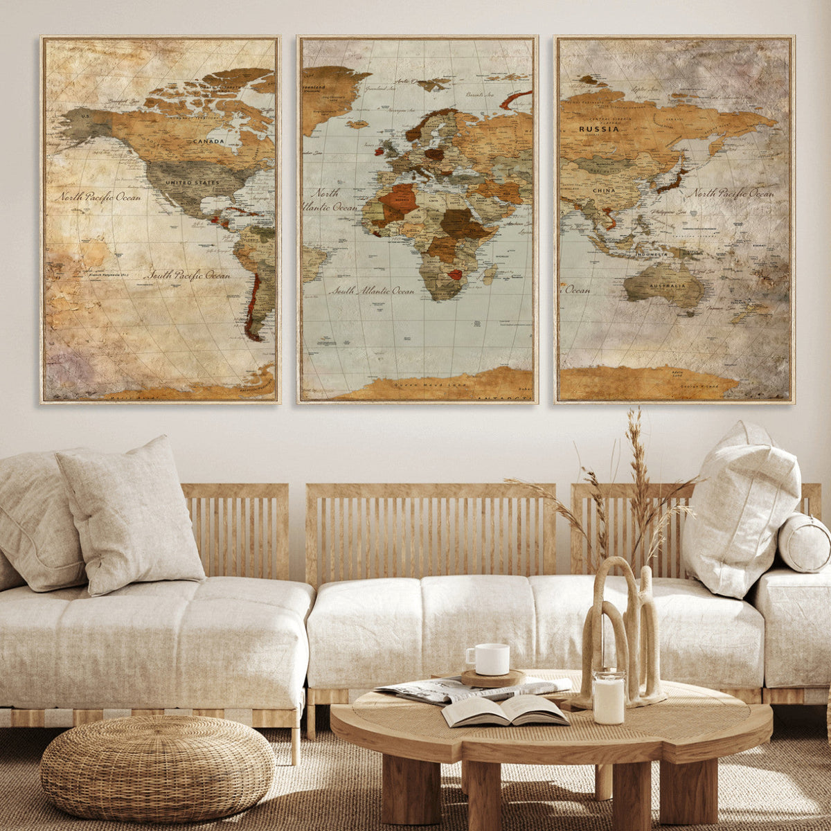World Map Canvas Print – Detailed Map of the World Wall Art