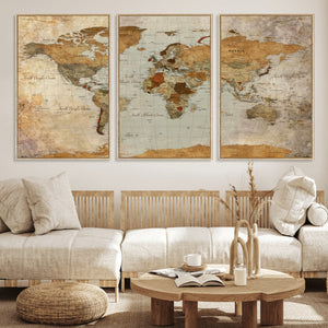 World Map Canvas Print – Detailed Map of the World Wall Art