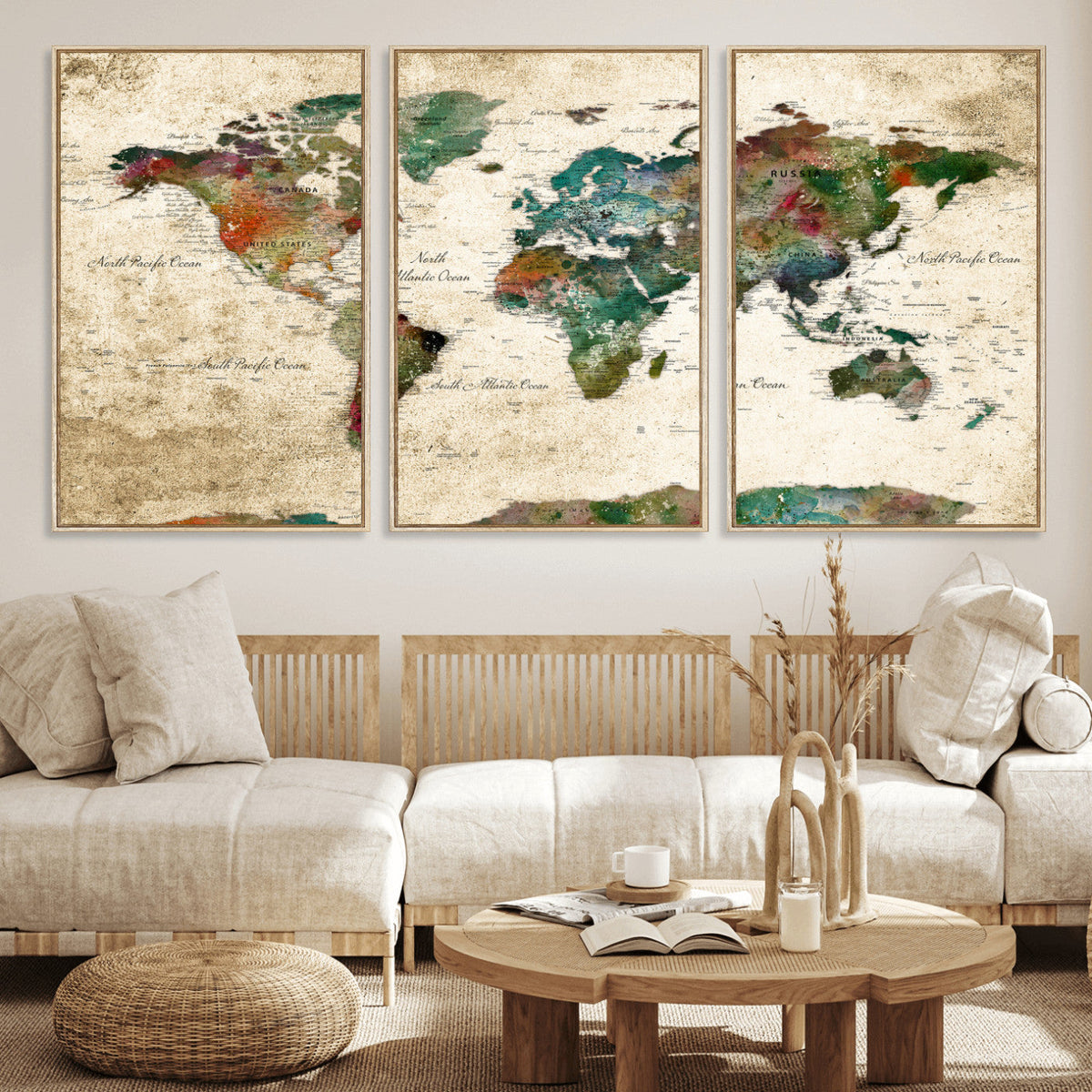 World Map Canvas Print – Framed Detailed Map of the World