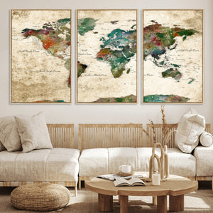 World Map Canvas Print – Framed Detailed Map of the World