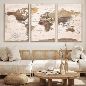 World Map Canvas Print – Framed Travel Map Wall Art for