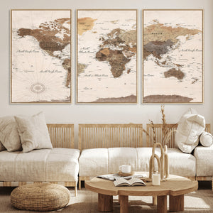 World Map Canvas Print – Framed Detailed Map of the World
