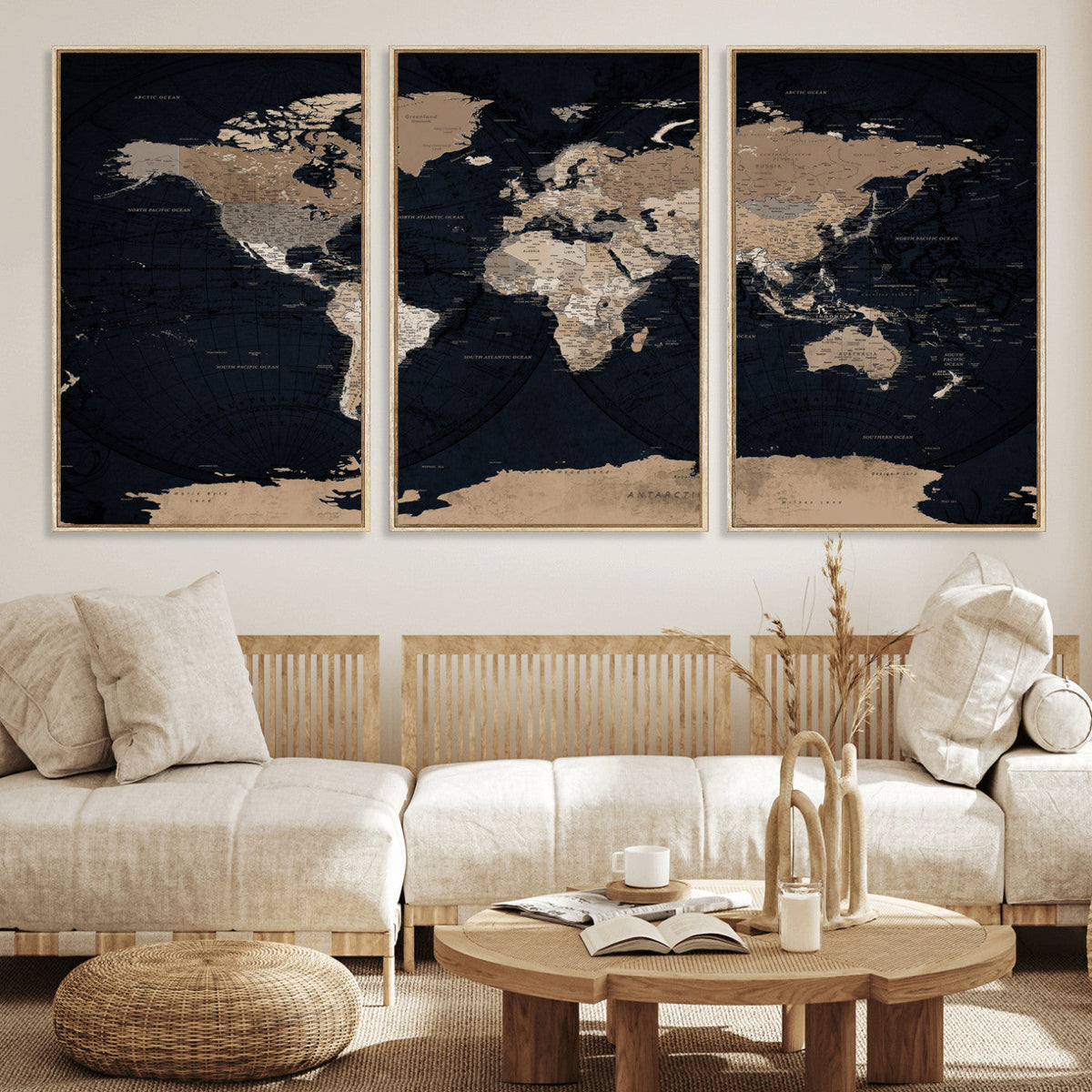 Grunge Wall Art World Map Canvas Print
